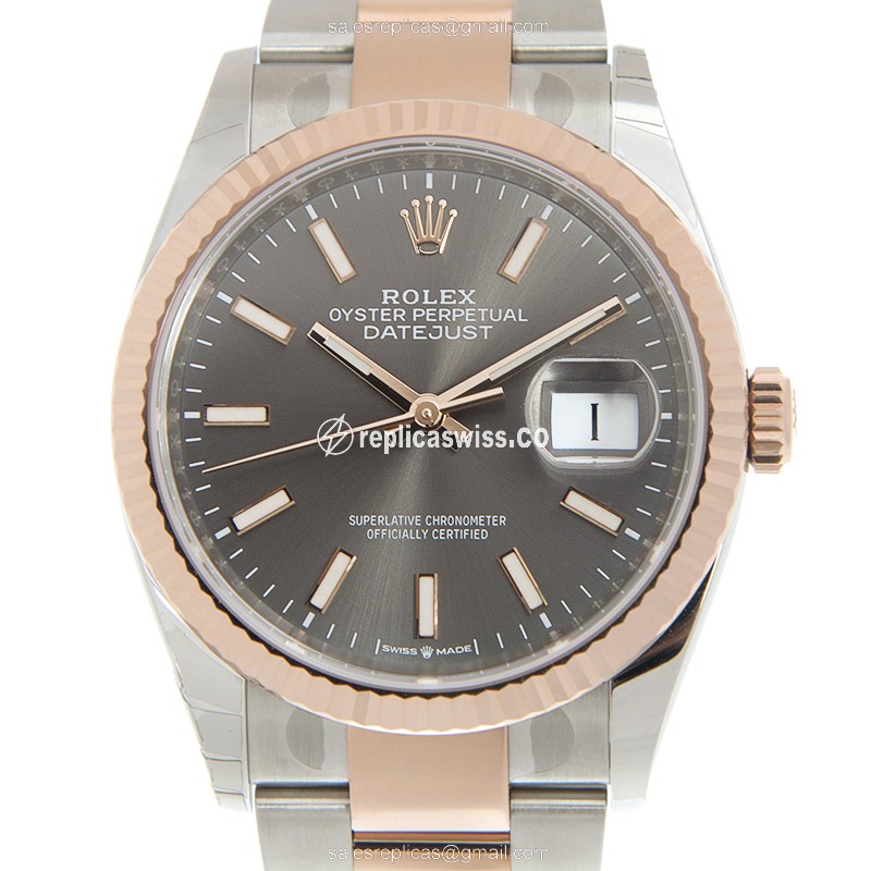 Luxurious Rolex DATEJUST 126231-0014 Replica in 18kt Gold & Steel, Automatic Movement & Gray Dial