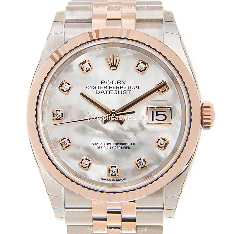 Luxurious Rolex DATEJUST 126231-0021 Replica in 18kt Steel & Rose Gold, Automatic Movement & White