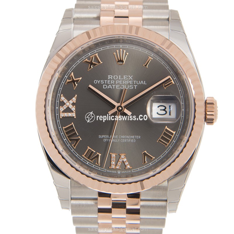 Luxurious Rolex DATEJUST 126231-0024 Replica in 18kt Steel & Gold, Automatic Movement with Gray