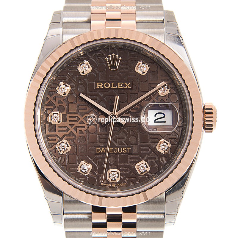 Luxurious Rolex DATEJUST 126231-0025 Replica in 18kt Steel & Rose Gold, Automatic Movement & Brown