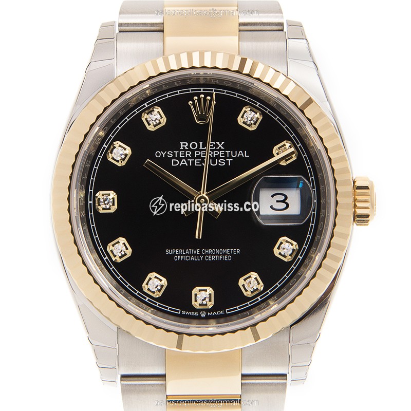 Luxurious Rolex DATEJUST 126233-0022 Replica in 18kt Gold & Black Dial, Automatic Movement Watch