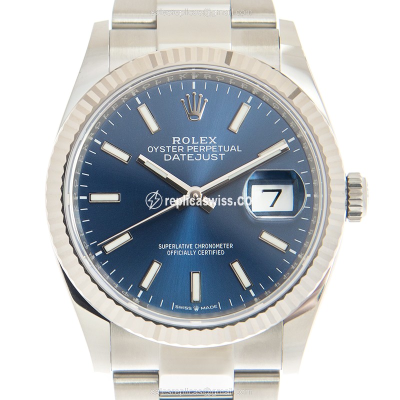 Luxurious Rolex DATEJUST 126234-0018 Replica in Blue Dial & 18kt White Gold Case Watch