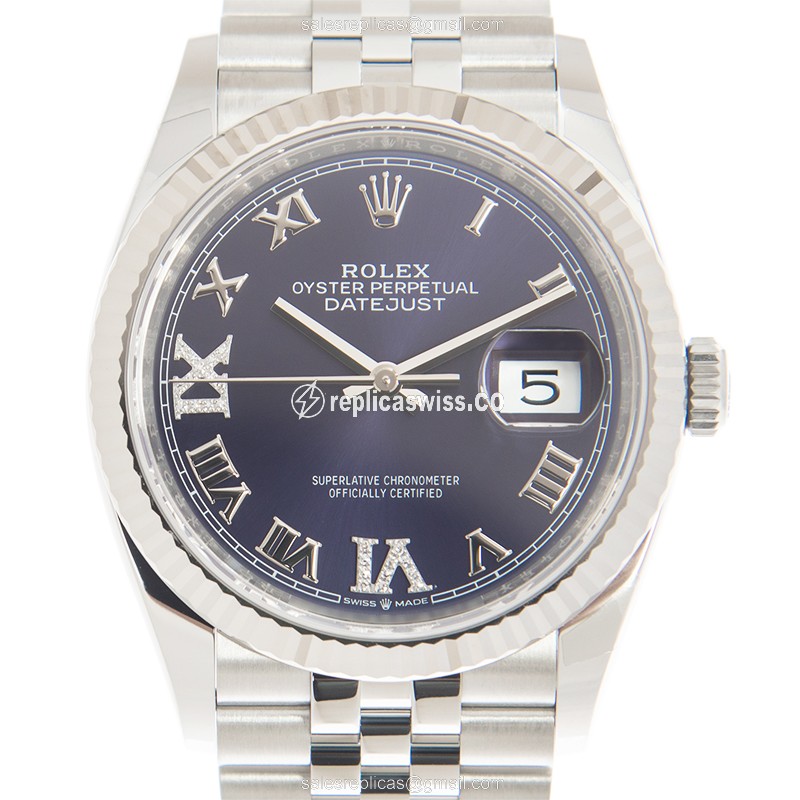 Luxurious Rolex Datejust 126234-0021 Replica in 18kt White Gold with Automatic Movement Purple