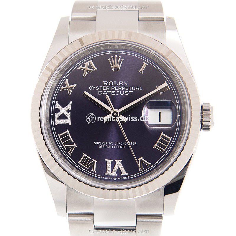 Luxurious Rolex DATEJUST 126234-0022 Replica in 18kt Steel & Purple Dial, Automatic Movement Watch