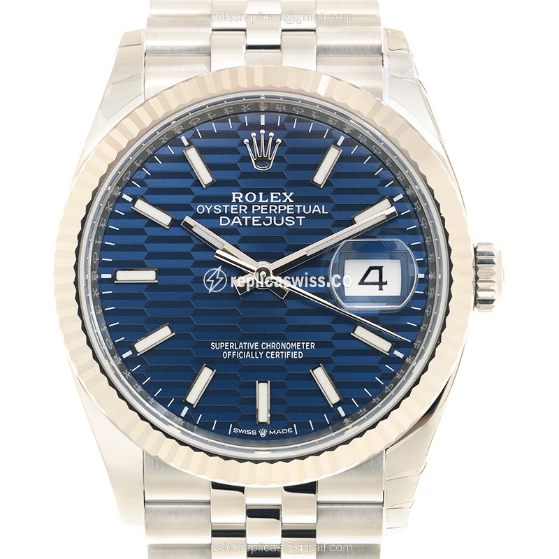 Luxurious Rolex DATEJUST 126234-0049 Replica in 18kt White Gold & Steel, Automatic Movement, Blue