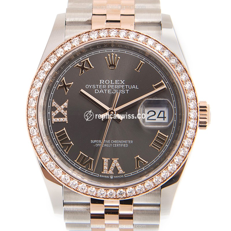 Luxurious Rolex Datejust 126281RBR-0011 Replica, Automatic Movement, 18kt Gold Case & Gray Dial