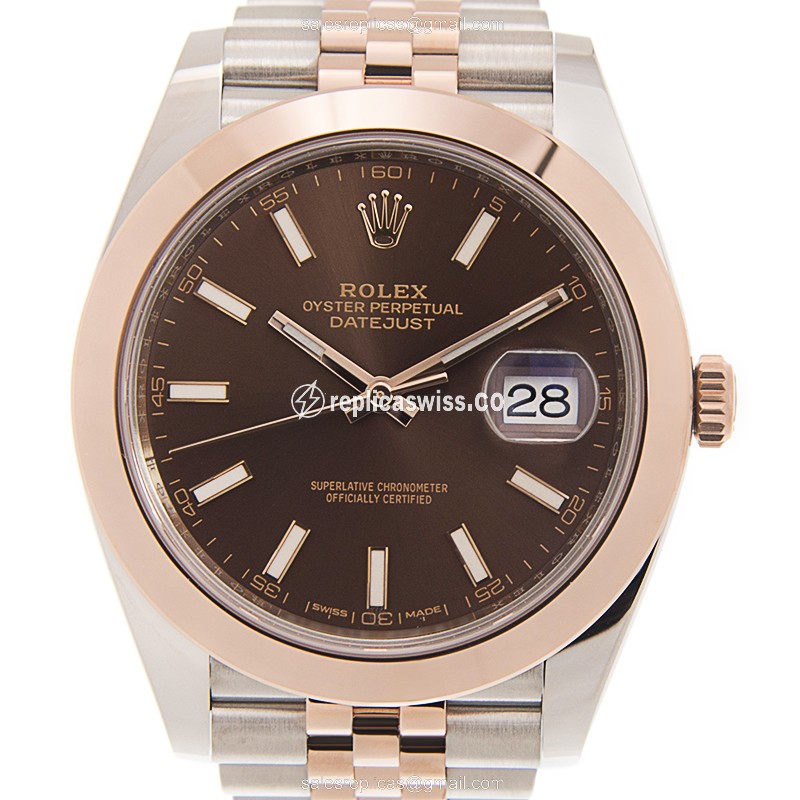 Luxurious Rolex Datejust 126301-0002 Replica in 18kt Rose Gold & Steel, Automatic Movement & Brown