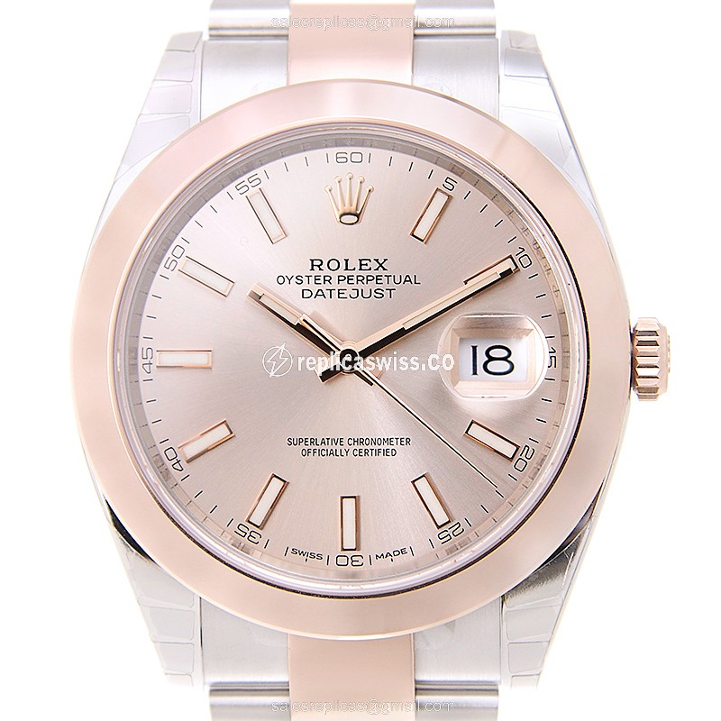 Luxurious Rolex DATEJUST 126301-0009 Replica in 18kt Rose Gold & Steel, Automatic Movement Pink