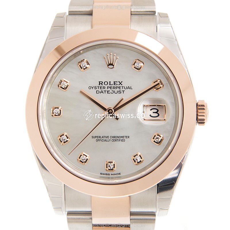 Luxurious Rolex DATEJUST 126301-0013 Replica in 18kt Rose Gold & Steel, Automatic Movement, White