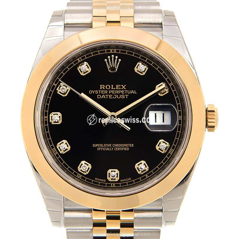 Luxurious Rolex Datejust 126303-0006 Replica in 18kt Gold Steel, Automatic Movement & Black