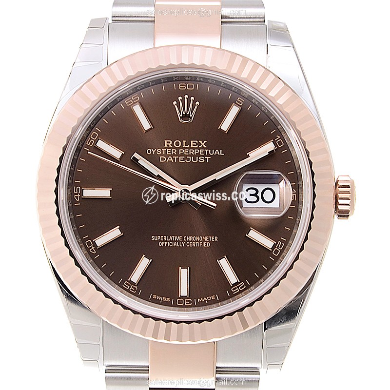 Luxurious Rolex DATEJUST 126331-0001 Replica, Automatic Movement, Brown Dial & 18kt Steel Case Watch