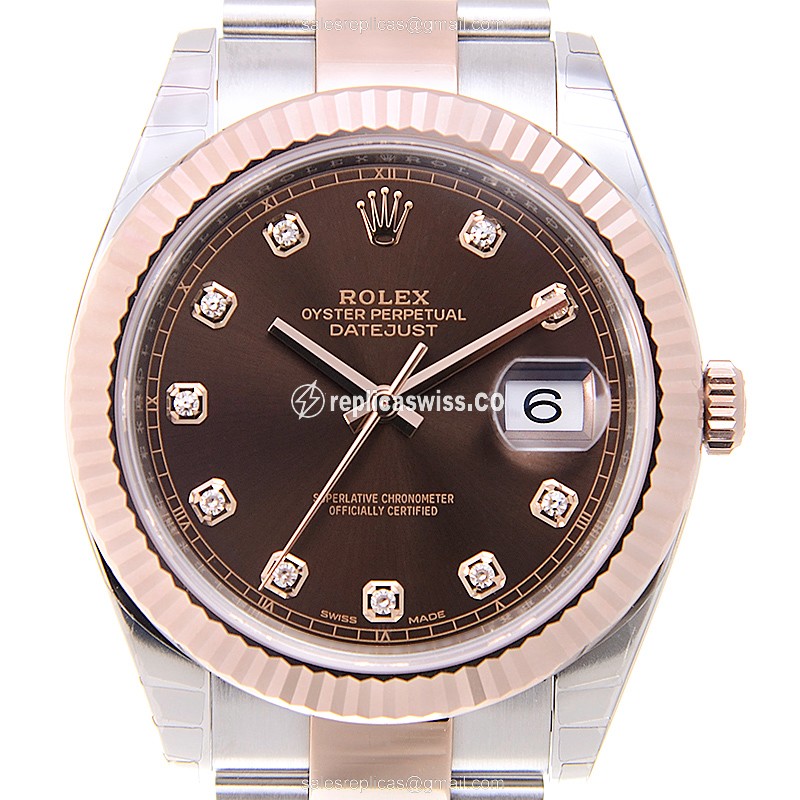 Luxurious Rolex DATEJUST 126331-0003 Replica in Brown Dial & 18kt Steel Case Watch