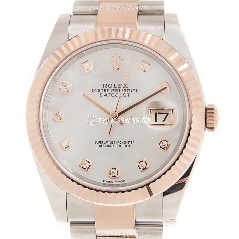 Luxurious Rolex Datejust 126331-0013 Replica, Automatic White Dial & 18kt Gold-Steel Mesh Band Watch