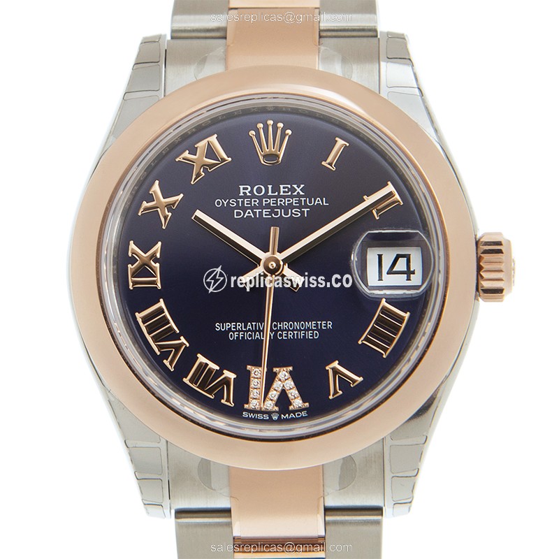Luxurious Rolex DATEJUST 278241-0019 Replica in 18kt Steel & Rose Gold, Automatic Movement & Purple