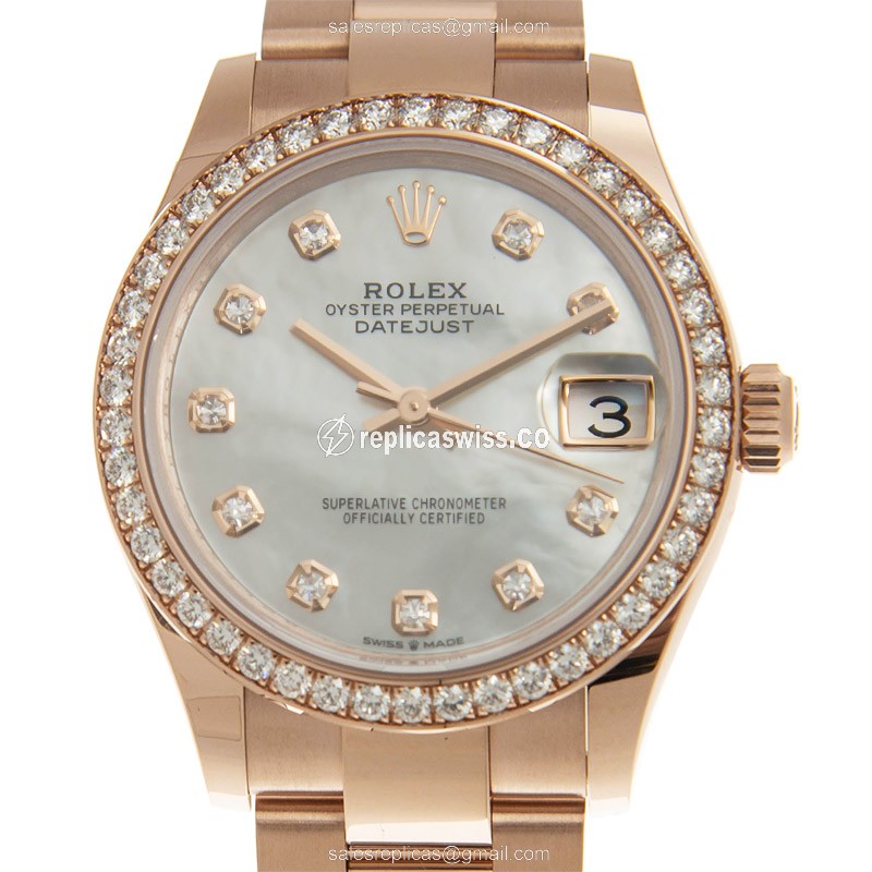 Luxurious Rolex Datejust 278285RBR-0011 Replica in White Dial & 18kt Gold Case Watch