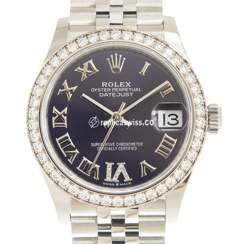 Luxurious Rolex Datejust 278384RBR-0030 Replica, Automatic, 18kt Steel Case, Purple Dial, Silver