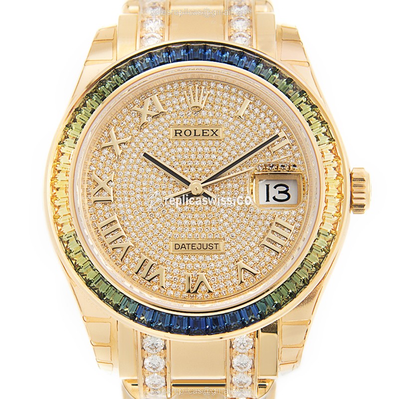 Luxurious Rolex Datejust 86348SABLVCHRN Replica in 18kt Gold with Sapphire Crystal Automatic