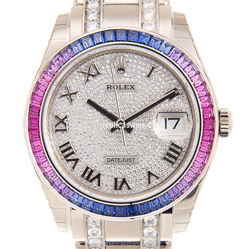 Luxurious Rolex Datejust 86349SAF Replica in 18kt White Gold & Sapphire Crystal, Automatic Movement