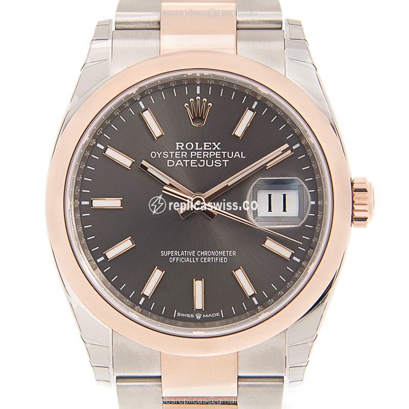 Luxurious Rolex Datejust M126201-0014 Replica in 18kt Steel & Rose Gold, Automatic Movement, Gray