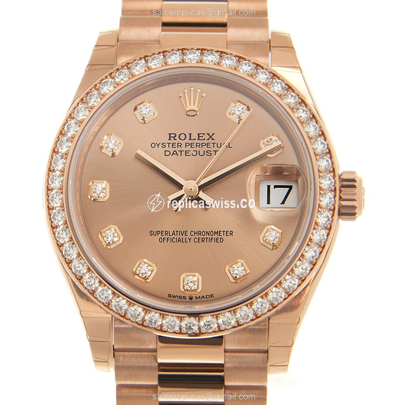Luxurious Rolex Datejust Replica in 18kt Gold & Brown Dial, Automatic Movement Watch
