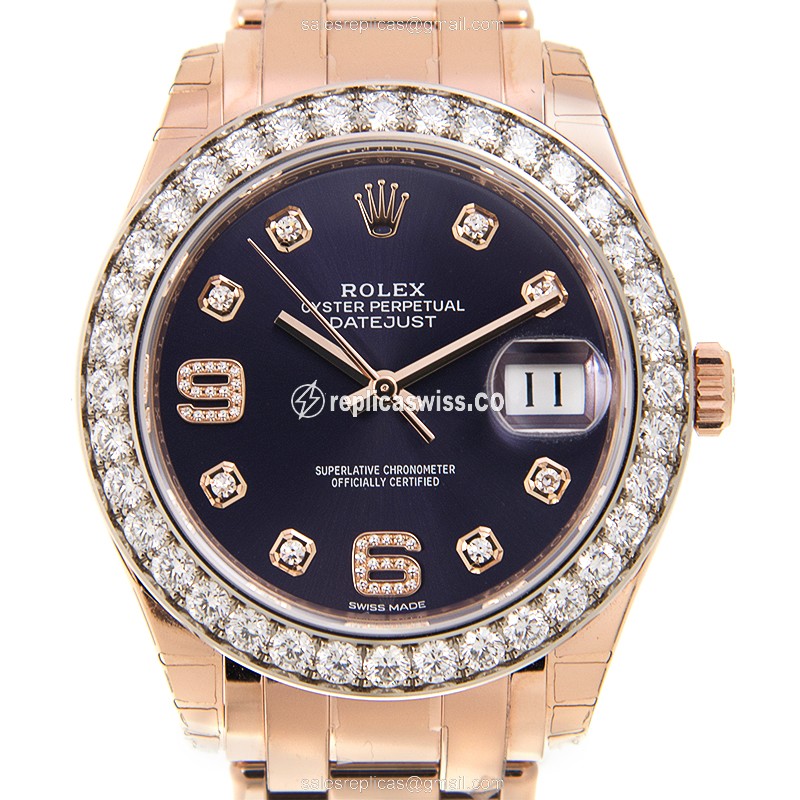 Luxurious Rolex DATEJUST Replica in 18kt Gold & Purple Dial | Automatic Movement Watch