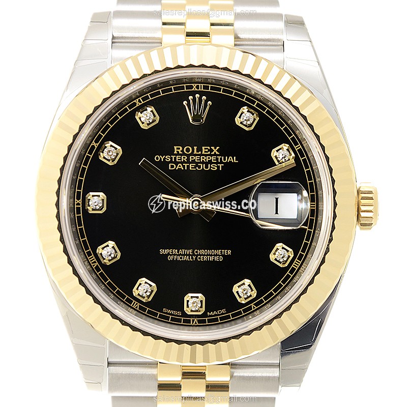 Luxurious Rolex DATEJUST Replica in 18kt Gold Steel, Automatic Movement, Black Dial Watch