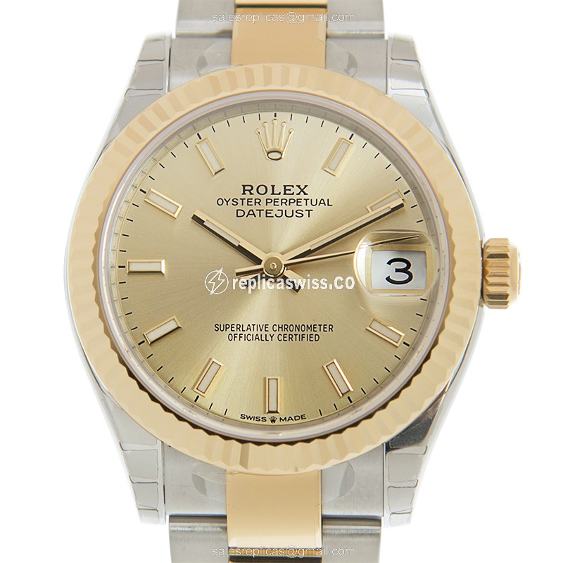 Luxurious Rolex DATEJUST Replica in 18kt Gold & Steel, Automatic Movement, Exquisite Gold Dial Watch