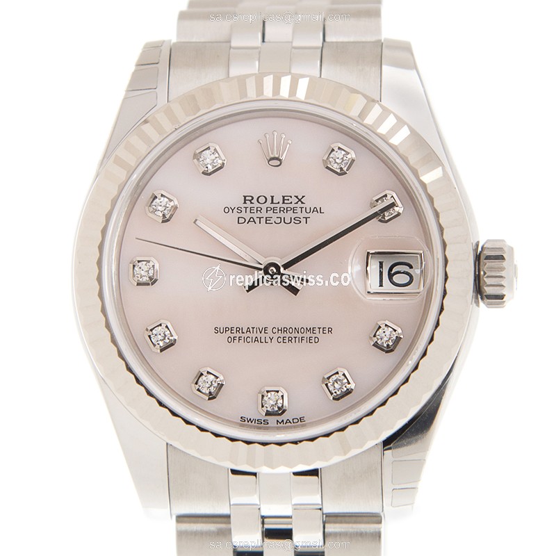 Luxurious Rolex DATEJUST Replica in 18kt Pink Dial & Steel Case, Automatic Movement Watch