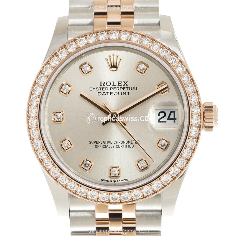 Luxurious Rolex Datejust Replica in 18kt Rose Gold, Automatic Movement & Silver Dial Watch