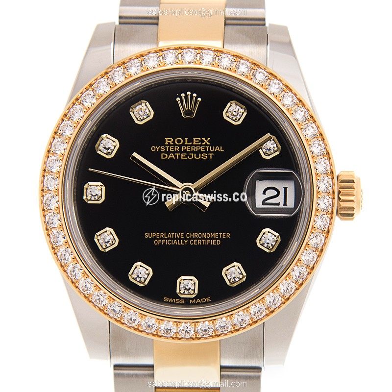 Luxurious Rolex Datejust Replica in 18kt Steel & Black Dial, Automatic Movement Watch