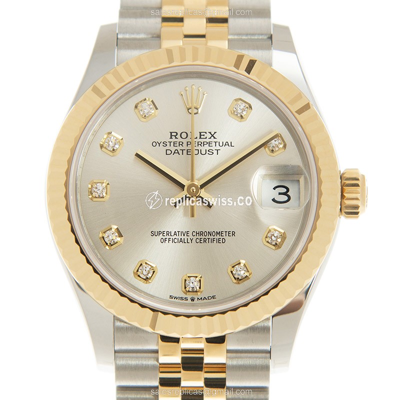 Luxurious Rolex Datejust Replica in 18kt Steel Gold, Automatic Movement, Silver Dial Watch