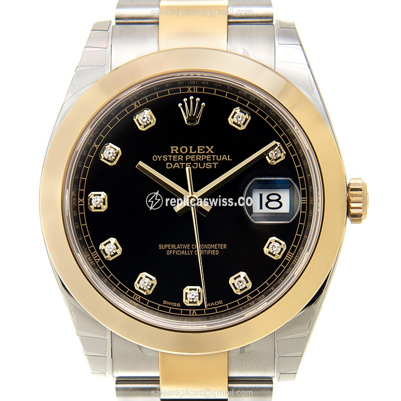 Luxurious Rolex Datejust Replica in 18kt Steel & Gold Case, Automatic Movement, Black Dial Watch