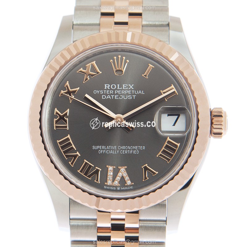 Luxurious Rolex DATEJUST Replica in 18kt Steel & Rose Gold, Automatic Movement & Gray Dial Watch