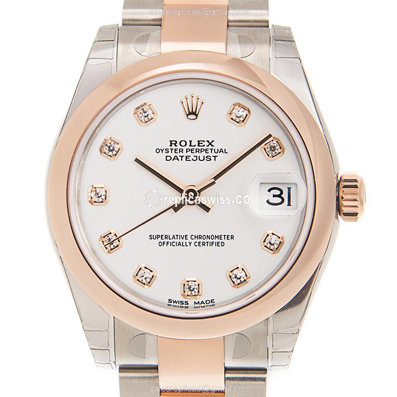 Luxurious Rolex Datejust Replica in 18kt Steel & Rose Gold, Automatic Movement, White Dial Watch