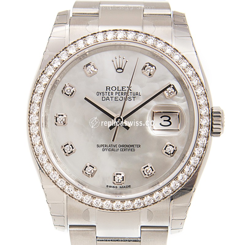 Luxurious Rolex Datejust Replica in 18kt White Gold & Steel, Automatic Movement, Silver Steel Strap