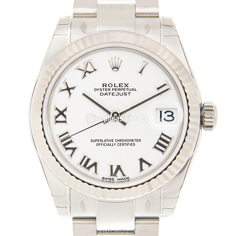 Luxurious Rolex Datejust Replica in 18kt White Gold & Steel, Automatic Movement & White Dial Watch