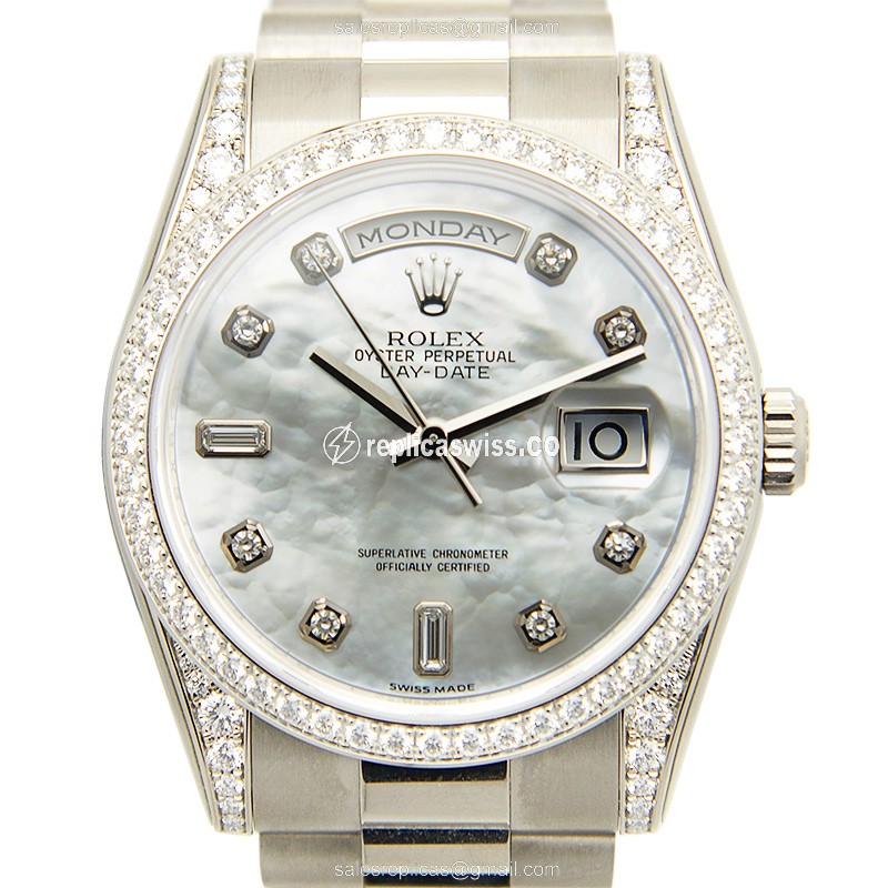 Luxurious Rolex Day-Date 118389N8R2B Replica in 18kt White Gold, Automatic Movement, Elegant