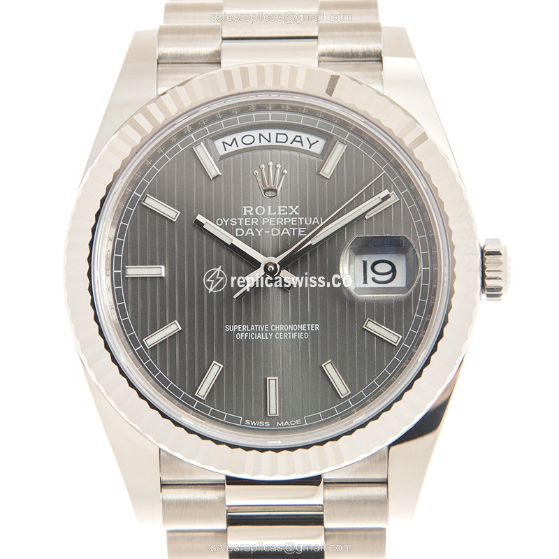 Luxurious Rolex Day-Date Replica in 18kt Gold, Automatic Movement & Sleek Gray Dial Watch