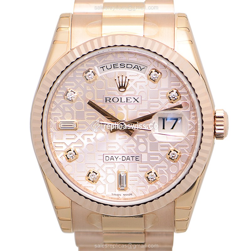 Luxurious Rolex Day-Date Replica in 18kt Pink Gold, Automatic Movement & Crystal Case Watch