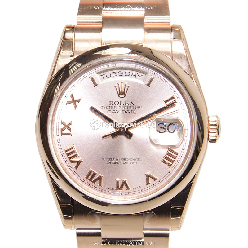 Luxurious Rolex Day-Date Replica in 18kt Pink Gold, Automatic Movement, Exquisite Pink Dial Watch