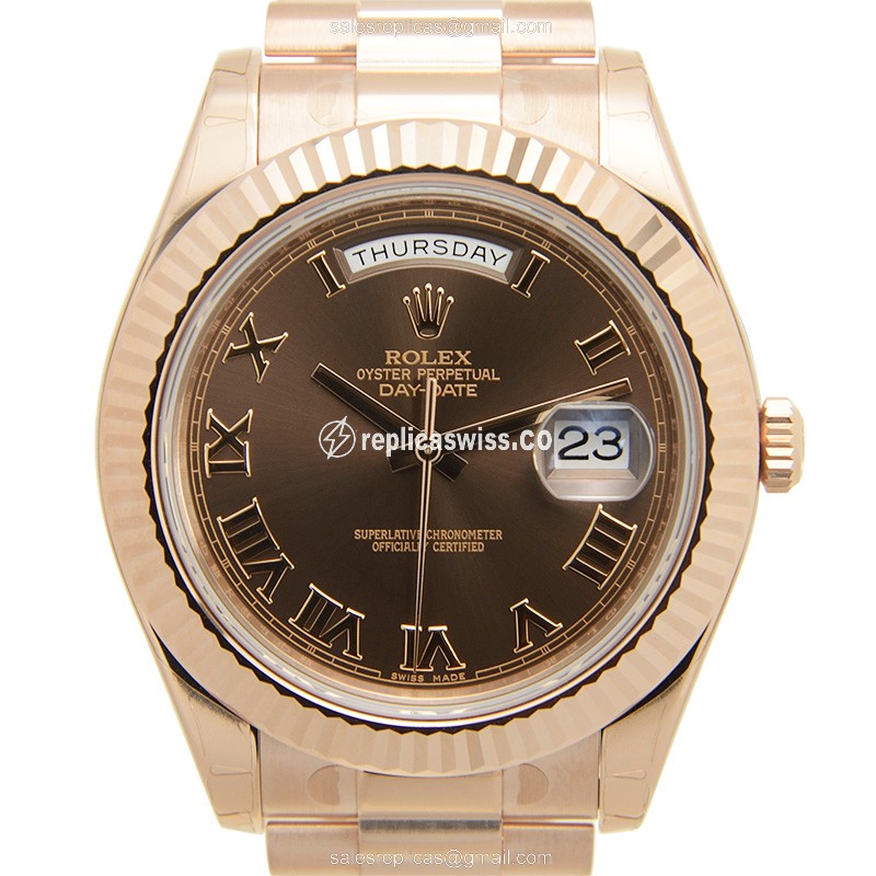 Luxurious Rolex DAY-DATE Replica in 18kt Rose Gold, Automatic Movement & Brown Dial Watch