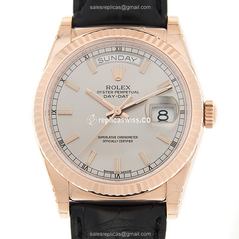 Luxurious Rolex Day-Date Replica in 18kt Rose Gold, Automatic Movement & Elegant Gray Dial Watch