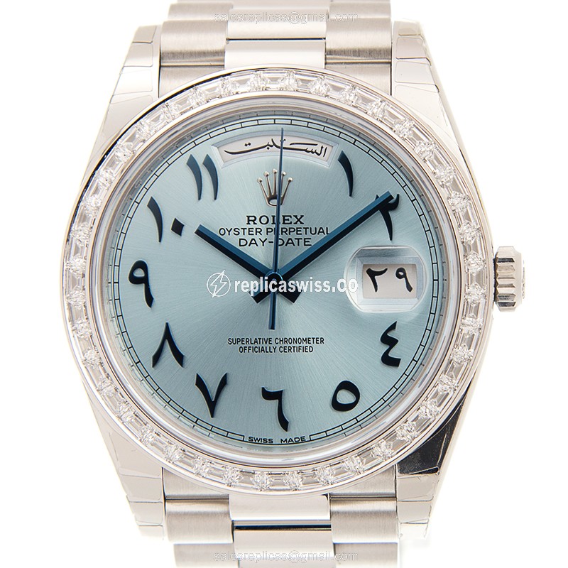Luxurious Rolex DAY-DATE Replica in Blue Dial & Gold Strap, Automatic Movement Watch