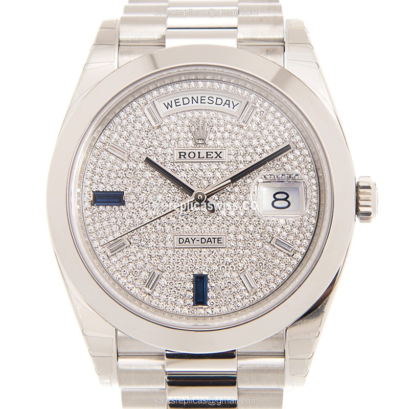 Luxurious Rolex DAY-DATE Replica in Platinum Case & Silver Dial, Automatic Movement Watch