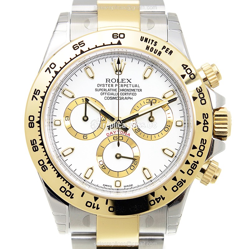 Luxurious Rolex Daytona 116503-0001 Replica in 18kt Gold & Steel, Automatic Movement & White Dial