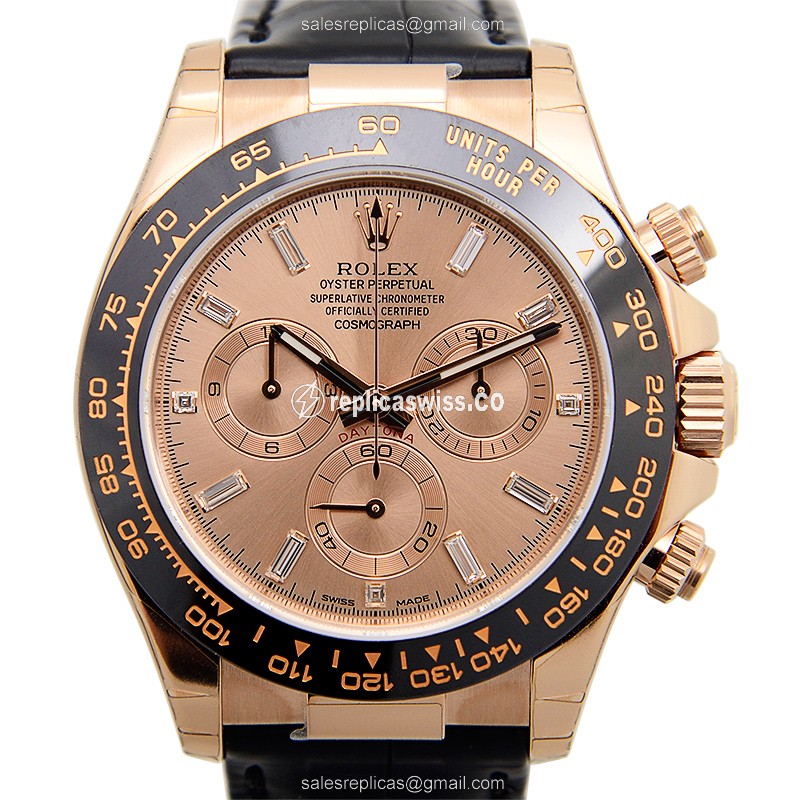 Luxurious Rolex Daytona 116515LNPKDIA Replica with Automatic Movement Pink Gold Case Watch