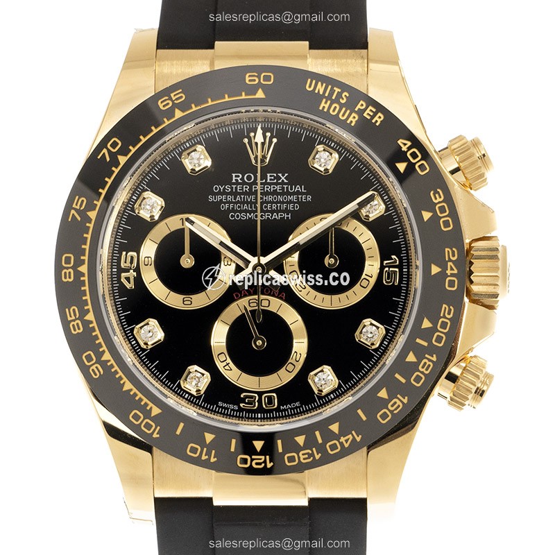 Luxurious Rolex Daytona 116518LN-0078/77 Replica in 18kt Black Gold, Automatic Movement & Rubber