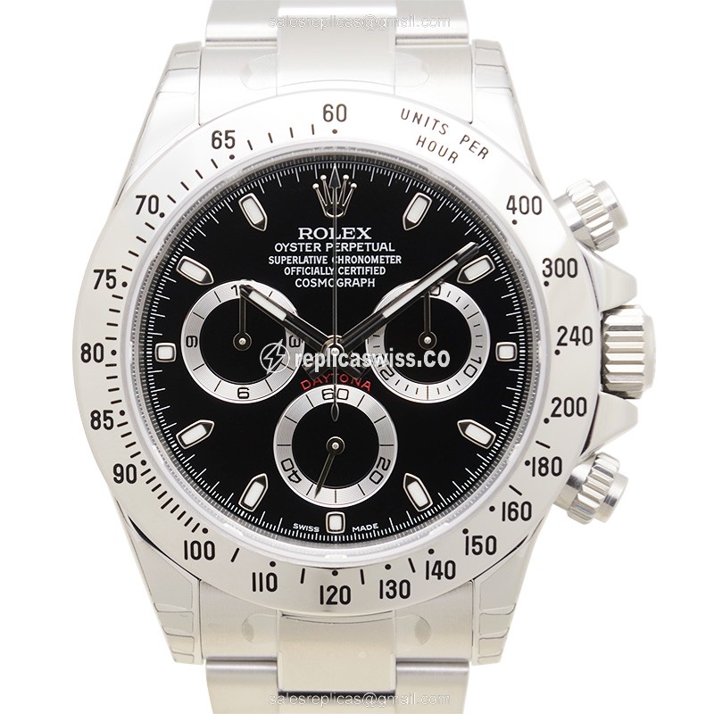 Luxurious Rolex Daytona 116520 Replica in Stainless Steel, Automatic Movement, Black Dial Watch