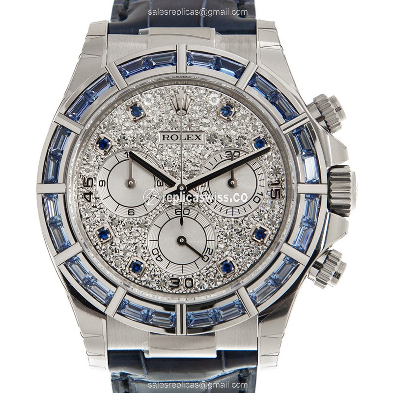 Luxurious Rolex Daytona 116589 Replica in 18kt White Gold, Automatic Movement & Blue Sapphire Dial