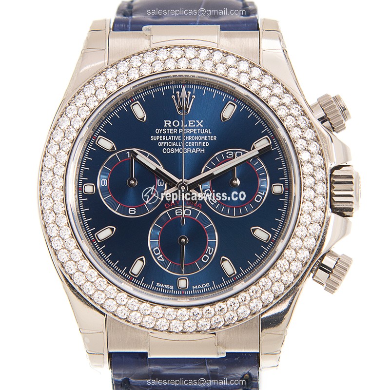 Luxurious Rolex Daytona 116589RB Replica in 18kt White Gold, Automatic Movement, Blue Dial Watch